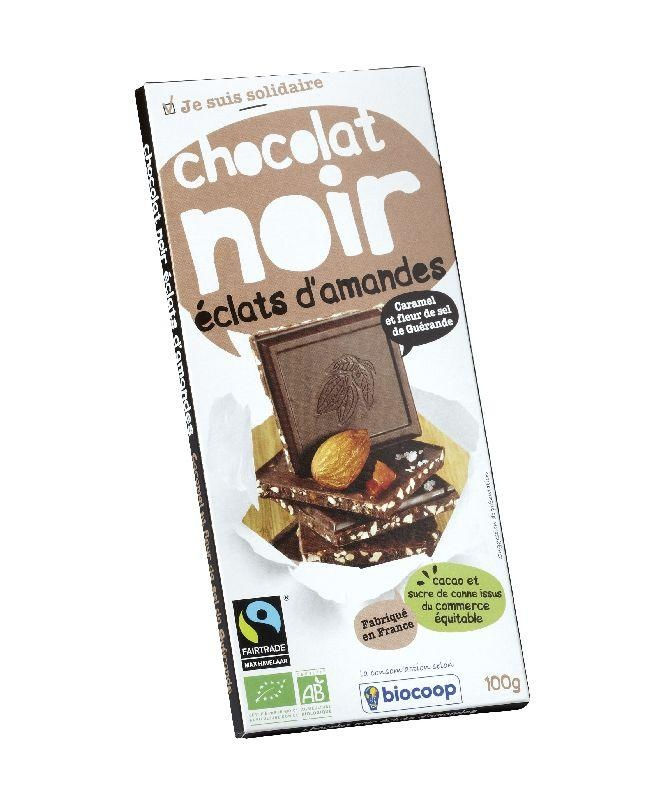 Chocolat noir amande caramel 56% 100g Chocolat noir amande caramel 56% 100g